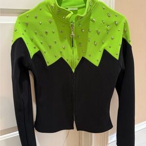 Western show brand by F.T.W.W. youth ?M lime Green Black Studded top zip